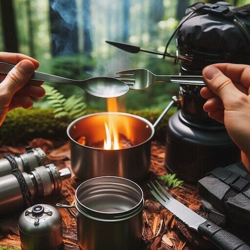 Titanium Mess Kit at meal time